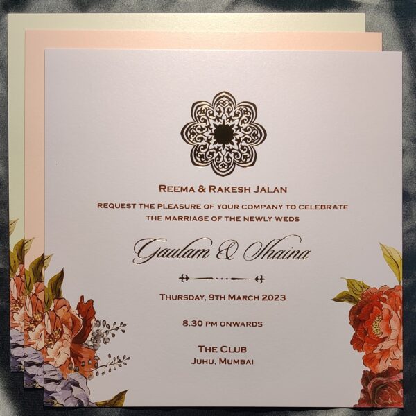 floral wedding card, floral invitation, decent invitation card, wedding card box